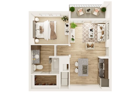 Dalton Austin Residences in Pflugerville, Texas One Bedroom Floor Plan